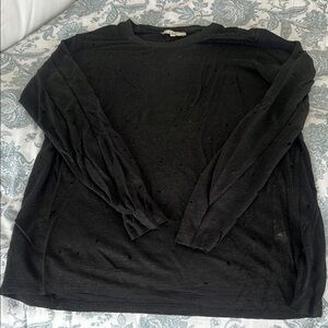 Iro Black Marvina distressed long sleeve top sz S